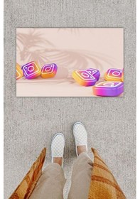 Resim Dijital Baskı Dekoratif Instagram Pembe Kapı Önü Paspası K-1269 