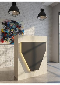 Resim Resital Ledli Karşılama Bankosu G-90 Cm Ofis Kasa Resepsiyon Masası Banko-001-8-4 