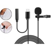 Resim Microcase 3.5 mm Kulaklık Girişli Type-c Profesyonel Youtuber Yaka Mikrofonu 1.5 Metre - Al2632 