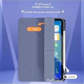 Resim M.TK moveteck Samsung Galaxy Tab S9 Fe 10.9 Kalem Bölmeli Katlanabilir Standlı Yumuşak Silikon X510 (Uyumlu), Koyu Yeşil, Tek Ebat, s9FE-10.9Trifolding-yeşil123 