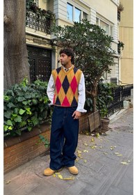 Resim Flaw Baklava Desen Triko Süveter Camel Camel 