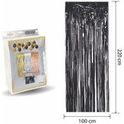 Resim Metalize Arka Fon Kapı Perdesi Siyah 100x200 cm 