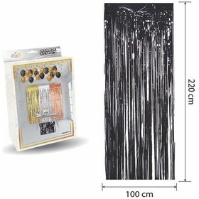 Resim Metalize Arka Fon Kapı Perdesi Siyah 100x200 cm 