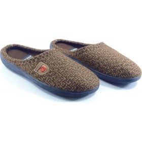 Resim Gezer Kışlık Erkek Ev Terliği Kahverengi - 12673 