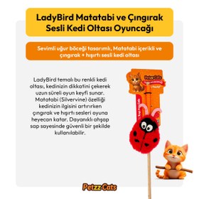 Resim PetzzCats LadyBird Matatabi ve Çıngırak Sesli Kedi Oltası Oyuncağı Kırmızı/Pembe 42 Cm 
