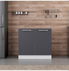 Resim Minar Mutfak Alt Modül 2k 90cm Evye Dolap Beyaz/antrasit - A1 