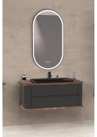 Resim Pier 100 Cm Siyah Lavabolu Banyo Dolabi - Antrasit / Kayin Çok Renkli 