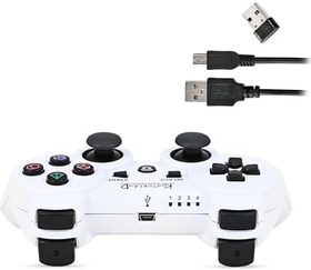 Resim Kontorland P3G - PS3/PC Uyumlu Titreşimli Kablosuz Oyun Kolu GamePad (Beyaz) 