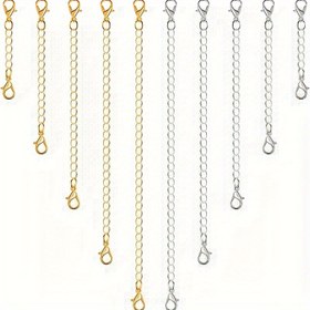 Resim 10 Adet Metal Kolye ve Bileklik Uzatma Zinciri Seti - Dayanıklı, 2 ila 15.24 cm Ayarlanabilir Boyut - DIY Takı Yapımı İçin Mükemmel 