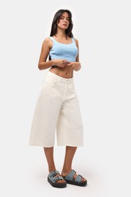 Resim Kadın Kırık Beyaz 7s6-101 Maxi Denim Bermuda Şort - Kırık Beyaz / 38 