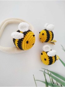 Resim Kadın Girişimciler Atölyesi Arı Amigurumi Bandana ve 2'li Klips Toka Set 