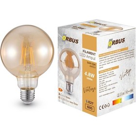 Resim Orbus Globe GA95 4.8W E27 540LM Filament Led Ampul Amber 