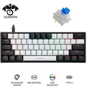 Resim Valkyrie Leaven K620 RGB 61 Key Mavi Tuş Type-C Blue Switch Mekanik Gaming Klavye Siyah Beyaz 