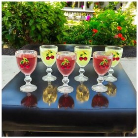 Resim 6 Lı Kristal Cam Kahve Yanı Bardağı Kiraz Bardak Kirazlı 75ml 