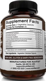 Resim NutriFlair Glucosamine Chondroitin Turmeric MSM Boswellia - Joint Pain Relief 120 Caps 