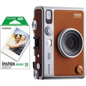 Resim Fujifilm Instax Mini Evo Kahverengi Fotoğraf Makinesi ve 10'lu Film 