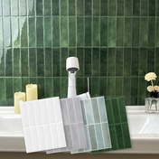 Resim 10 adet Kolay Kral 3D Kendinden Yapışkanlı Fayans Çıkartmaları, 27.94x22.86 cm - Mutfak Arka Duvarı, Banyo, Yemek Odası ve Karavan Yenileme için Modern Gri ve Beyaz Çizgili PET Duvar Etiketleri, İç Mekan Kullanımı, Yatay Kurulum, Mutfak Duvar Çıkartmaları 