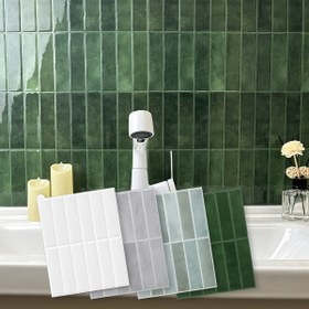 Resim 10 adet Kolay Kral 3D Kendinden Yapışkanlı Fayans Çıkartmaları, 27.94x22.86 cm - Mutfak Arka Duvarı, Banyo, Yemek Odası ve Karavan Yenileme için Modern Gri ve Beyaz Çizgili PET Duvar Etiketleri, İç Mekan Kullanımı, Yatay Kurulum, Mutfak Duvar Çıkartmaları 