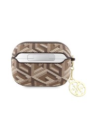 Resim Apple Uyumlu AirPods Pro 2 Kılıf Guess Lisanslı G Cube Desenli 4g Süs Zincirli Kahverengi 