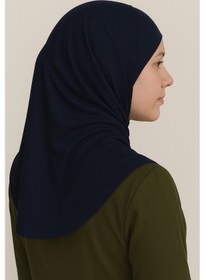 Resim Mim Eşarp Pileli Tesettür Hijab Hazır Eşarp Lacivert 