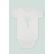 Resim Tuğba Baby Fil ve Tavşan 14 Baskılı Bebek Body Zıbın Kısa Kollu Çıt Çıtlı Badi %100 Pamuk 