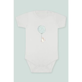 Resim Tuğba Baby Fil ve Tavşan 14 Baskılı Bebek Body Zıbın Kısa Kollu Çıt Çıtlı Badi %100 Pamuk 