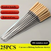 Resim Ahşap Saplı 25 Adet Paslanmaz Çelik Mangal Şişleri - Izgara için Ağır Hizmet Tipi Metal ve Doğal Ahşap Yuvarlak Şişleri, Kuzu, Sebze, Et, Deniz Ürünleri İçin Dayanıklı Mutfak & Dış Mekan Barbekü Araçları, Sebzeli Şiş Köftesi | Doğal Ahşap Sap | Yiyecek Hazırlık 