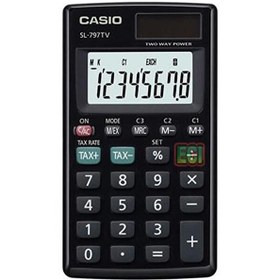 Resim Casio SL-797TV-BK 8 Hane Siyah Cep Tipi Hesap Makinesi 