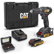 Resim Cat Dx155.1set 18volt/2.0ah Li-ion Çift Akülü Profesyonel Şarjlı Darbeli Matkap + Da01901 32 Parça Vidalama Uç Seti 