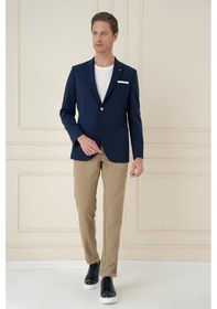 Resim Efor Slim Fit Torba Cep Esnek Spandex Karışımlı Düz Lacivert Blazer Ceket C 696 Lacivert 
