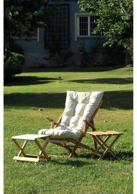 Resim Krem Minder ve Ayak Uzatma Tabureli Katlanır Şezlong 