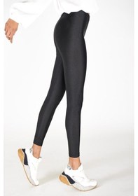 Resim Bonbonetti Chocolate Baby & Kids Kadın Siyah Yüksek Bel Günlük Ve Sporda Kullanım İç Göstermez Toparlayıcı Parlak Disco Tayt SiYAH 