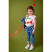 Resim Kız Bebek Beyaz Cherry Aplikeli T-Shirt (9 Ay - 4 Yaş ) 