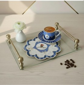 Resim 2 Adet Mavi Pip Studio Uyumlu Nakışlı Kuş Detaylı Kokteyl Sunum Peçetesi Çok Renkli 