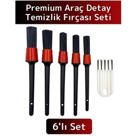 Resim Premium Oto Araç Klima Koltuk Islak Kuru Kullanım Derin Temizlik 5+1 Detaylı Temizlik Fırçası Seti 