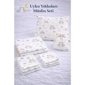 Resim More Home Çok Amaçlı Müslin Örtü, Müslin Bebek Battaniyesi, %100 Pamuk Tek Katlı Müslin Bez 7 Parça 