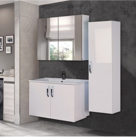 Resim triomodül Asmira Banyo Dolabı 80 Cm 3'lü Set - Beyaz 