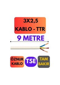 Resim Öznur 3x2,5 Ttr Kablo Metre Seçenekli Beyaz - 9 Metre 