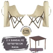 Resim Bag The Joy Ahşap Masa Sandalye Seti Antrasit - Bej - 50 50 50cm Kahverengi 