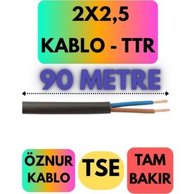 Resim Öznur 2x2,5 Ttr Kablo Siyah Metre Seçenekli - 90 Metre 