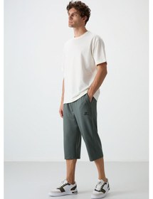 Resim Tommylife Haki Pamuklu Yumuşak Dokulu Standart Fit Nakışlı Erkek Kapri - 83102 Haki 