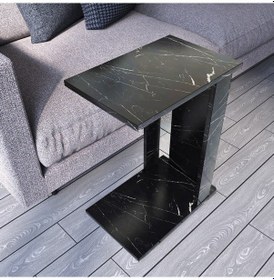 Resim Pasific Home Single Çok Amaçlı Tekerlekli C Sehpa ,Koltuk Sehpası - Siyah Mermer 