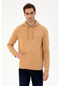 Resim U.S. Polo Assn. Erkek Kapüşonlu Camel Basic Şardonlu Sweatshirt 50295176-VR015 