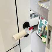 Resim 1 adet Sanrio for hello kitty Anti-Statik Kapı Kolu Kapağı - Sevimli Beyaz ve Altın Yumuşak Kauçuk Tutma, Anahtar Kilidi Uyumlu, Yatak Odası ve Ev Dekoru için İdeal, Kapı Kolu Kapağı, Eğlenceli Tasarım, Pürüzsüz Dokulu 
