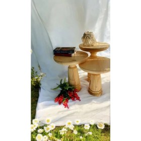 Resim Wood Wooden Ahşap 3lü Set Mantar Yan Sehpa Modern Naturel Renk Fiskos 