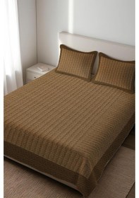 Resim Parlak Kadife Kumaş Kapitoneli Çift Kişilik Yatak Örtüsü Seti 3 Parça Cky0057 Renkli 