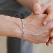 Resim 1 adet Basit ve Moda Paslanmaz Çelik Erkek İnce Bilezik, Günlük Partiler ve Spor Giyim için Uygun, Arkadaşlar için Harika Bir Hediye 