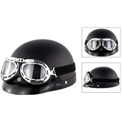 Resim Dancemonkey Soman Elektromobil Motosiklet Yarım Yüz Kask Retro Gözlüklü B Ar Mat Siyah 