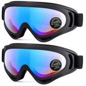 Resim Çocuk Motosiklet Gözlükleri, Çocuklar İçin 2'li Paket Motosiklet Gözlükleri, Erkek Çocuklar İçin Atv Arazi Yarış Gözlükleri Kızlar 