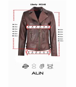 Resim ALİN Liberty Kadın Siyah Biker Hakiki Deri Ceket - Beden Ölçülerini Görselden İnceleyebilirsiniz 